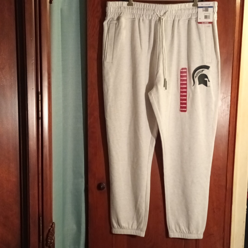 NWT Men's Size XL Gray Liv Casual Michigan State Spartans Sweatpants